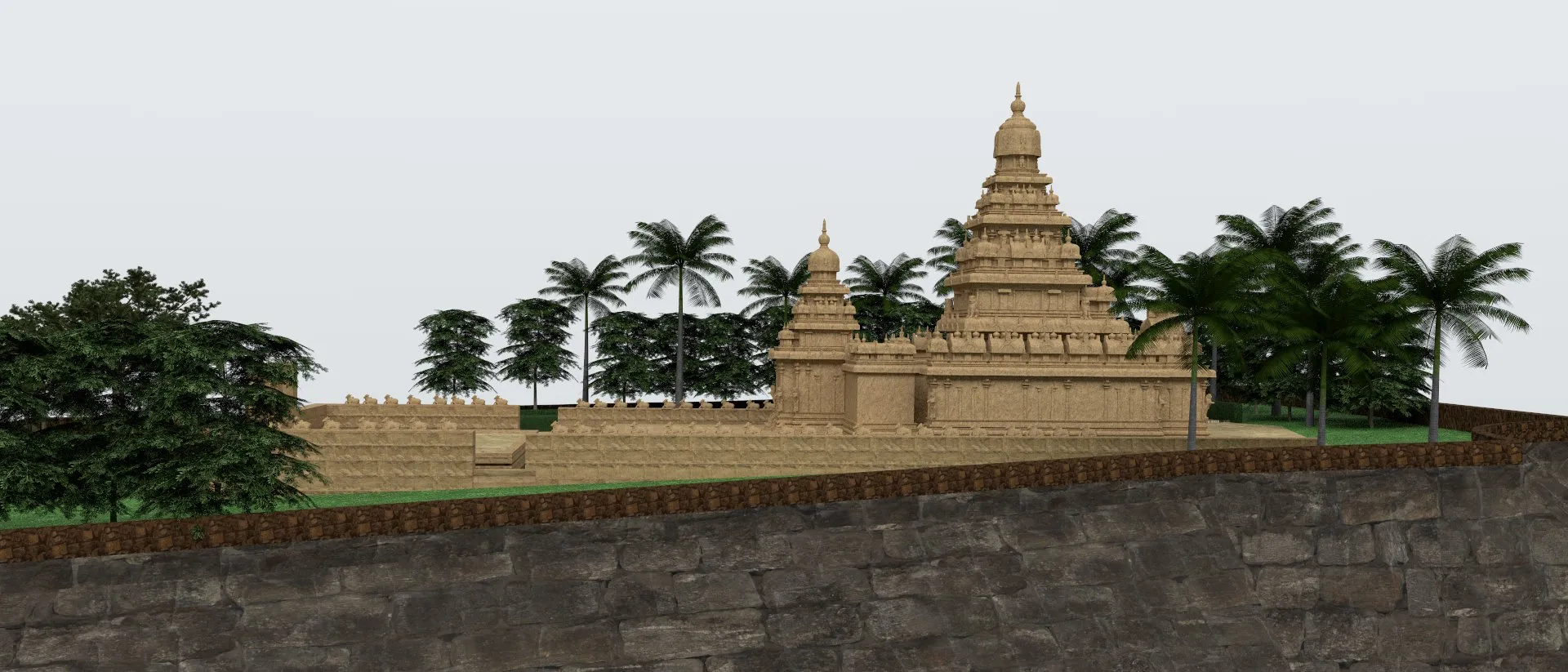 Side view of the Sea Shore Temple 3D model > La Fondation Dassault Systèmes