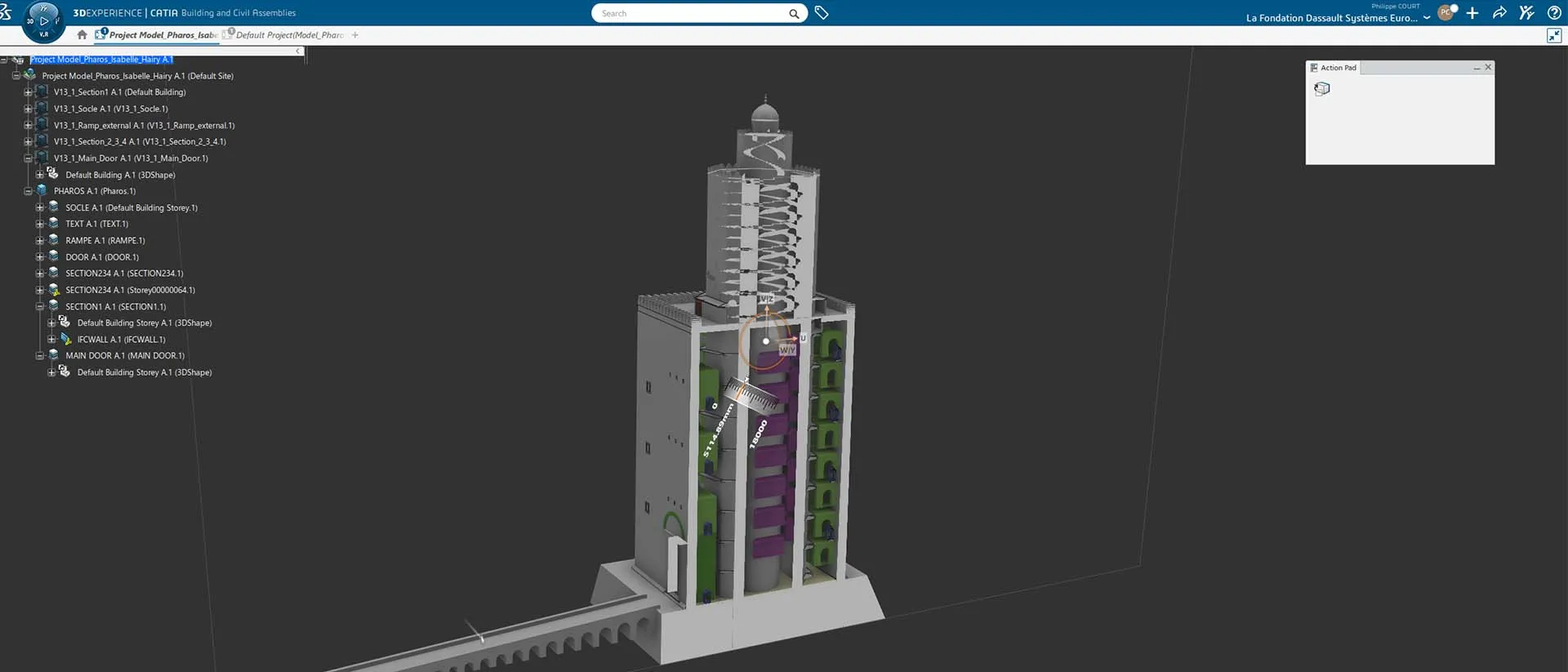 Pharos project - the Alexandria Lighthouse section view > La Fondation Dassault Systèmes