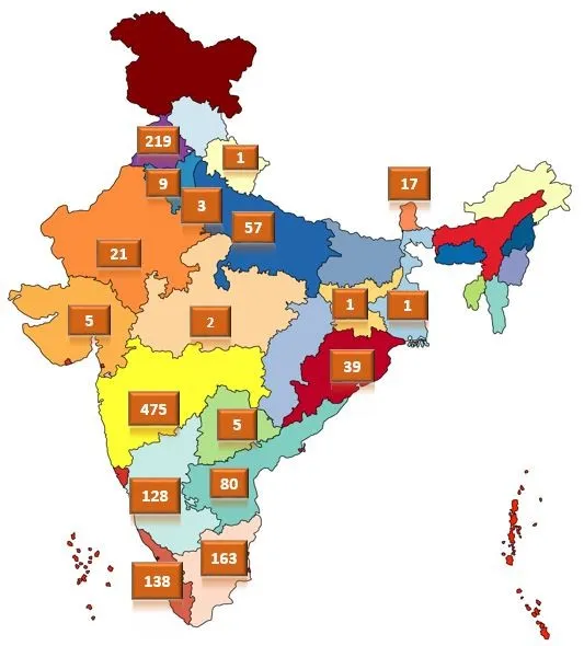 Map representing the 1100 students and 300 professors across India > La Fondation Dassault Systèmes